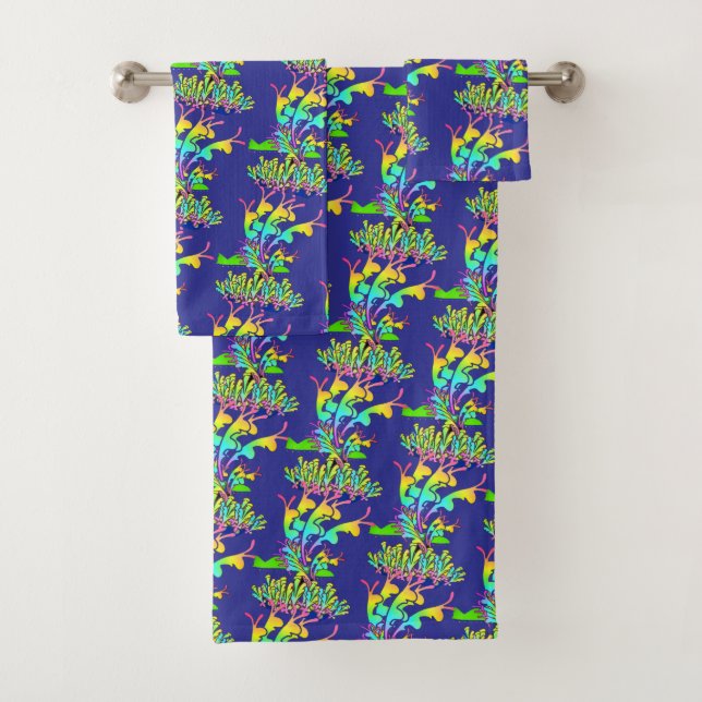 Conjunto De Toalhas Fantasia Floral Azul (Insitu)