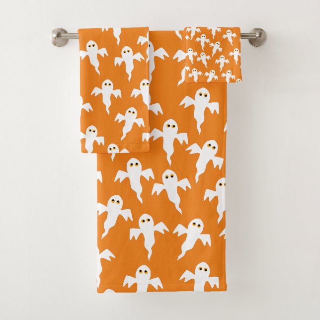 Conjunto De Toalhas Fantasma de Halloween Laranja Fofo (Insitu)