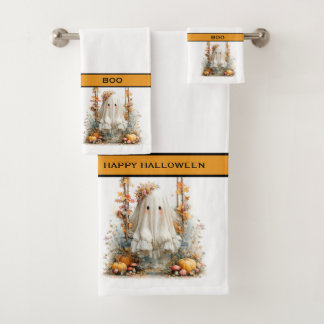 Conjunto De Toalhas Fantasma Fofo no Balanço de Outono Halloween