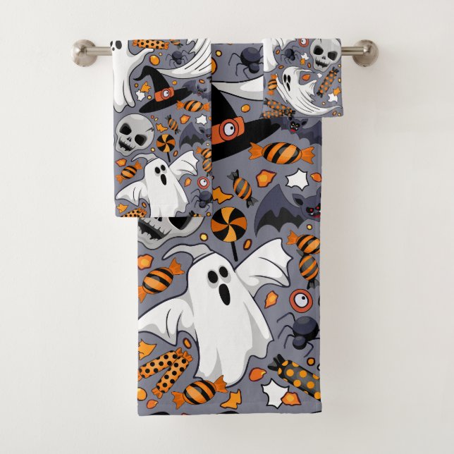 Conjunto De Toalhas Fantasmas Spooky e Monstros Cute Assustadores (Insitu)