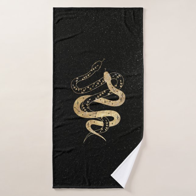 Conjunto De Toalhas Fantasy Dourado e Black Mystical Cobras Bath Toalh (Toalha de Banho)
