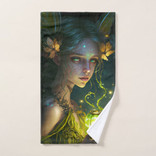 Conjunto De Toalhas Fantasy Linda Floresta Verde Fada