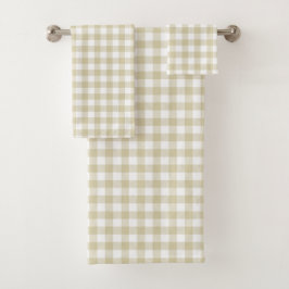 Conjunto De Toalhas Farmhouse Beige and White Gingham Xadrez