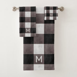 Conjunto De Toalhas Farmhouse Black Buffalo Russo Cheque com monograma