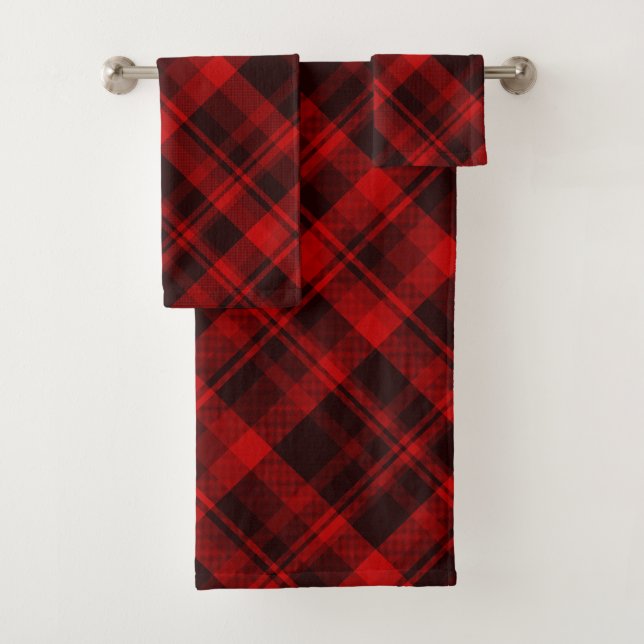 Conjunto De Toalhas Farmhouse Russo Red Black Xadrez Farmhouse Tartan  (Insitu)
