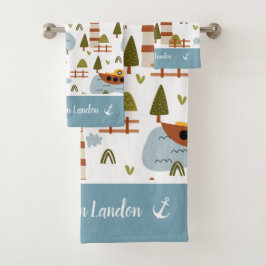 Conjunto De Toalhas Farol Náutico Cinto e Padrão para Crianças de Barc