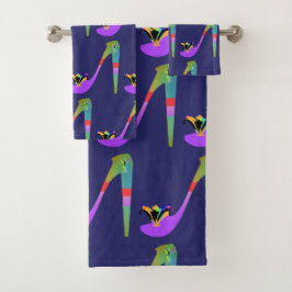 Conjunto De Toalhas Fashion High Heels 3 Peça Poly Cotton Bath Towel