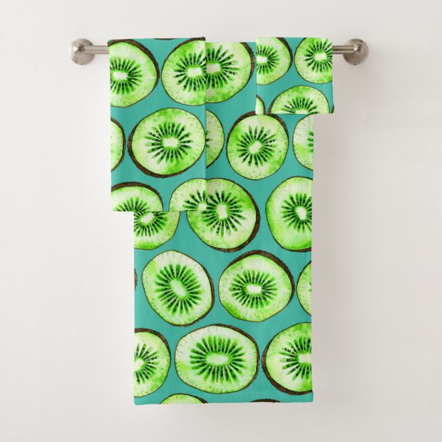 Conjunto De Toalhas Fatias de Kiwi em turquesa (Insitu)