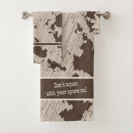 Conjunto De Toalhas Faux Cow Impressão Brown and Cream