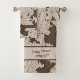 Conjunto De Toalhas Faux Cow Impressão Brown and Cream