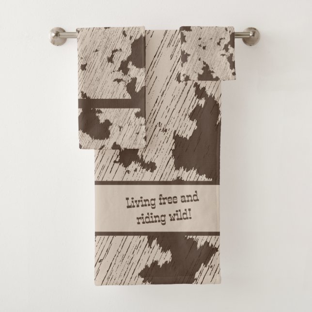 Conjunto De Toalhas Faux Cow Impressão Brown and Cream (Insitu)