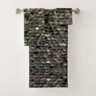 Conjunto De Toalhas Faux Rock Mosaic Pattern