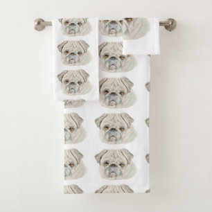 Conjunto De Toalhas Fawn Pug 