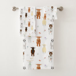Conjunto De Toalhas Fazenda de Cabras Fofas Animais