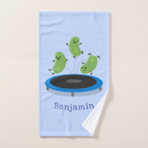 Conjunto De Toalhas Feijão verde-grão-branco em cartoon trampoline