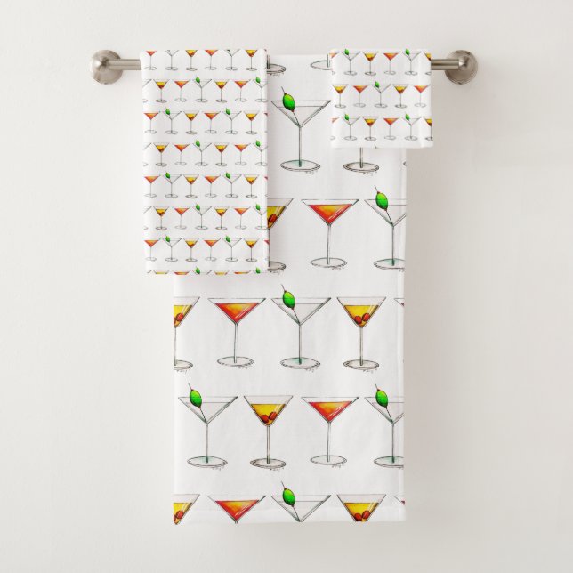 Conjunto De Toalhas Felicidades! Martini Manhattan Cosmo Cocktail Glas (Insitu)