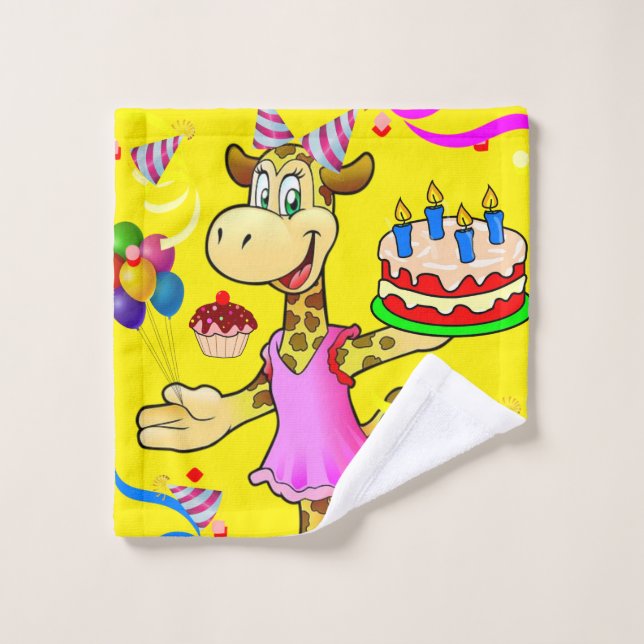 Conjunto De Toalhas Feliz Aniversário Girafa Mão Banheiro Conjuntos (Pano de lavar)