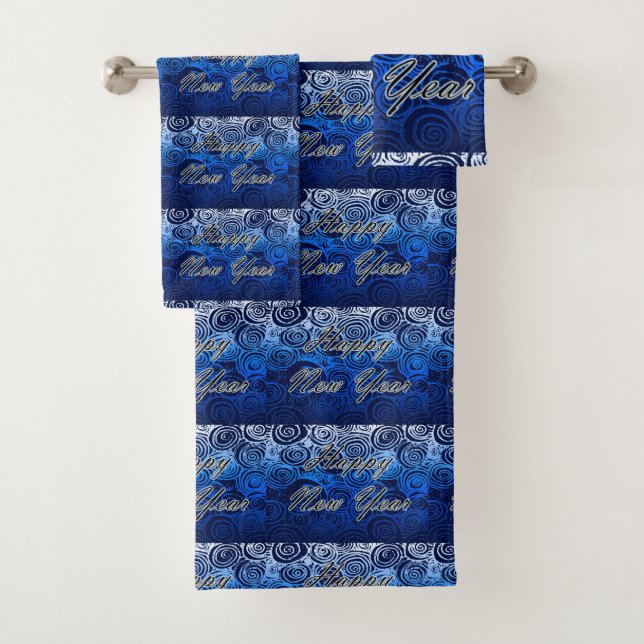 Conjunto De Toalhas Feliz ano novo espirra azul (Insitu)