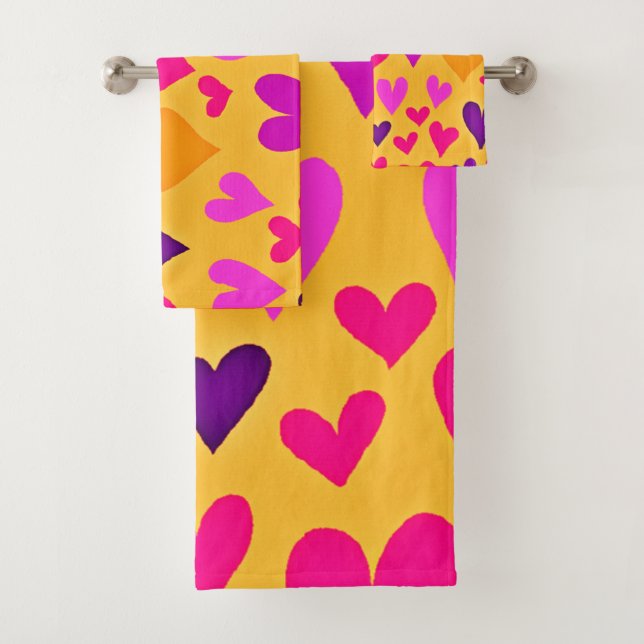 Conjunto De Toalhas Feliz Coração Vibrante: Padrão de Amor (Insitu)