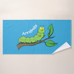 Conjunto De Toalhas Feliz desenho animado da lagarta verde