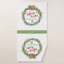 Conjunto De Toalhas Feliz e coroa de natal brilhante
