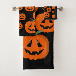 Conjunto De Toalhas Feliz Halloween Arte Ilustrativa de Jack O Lantern