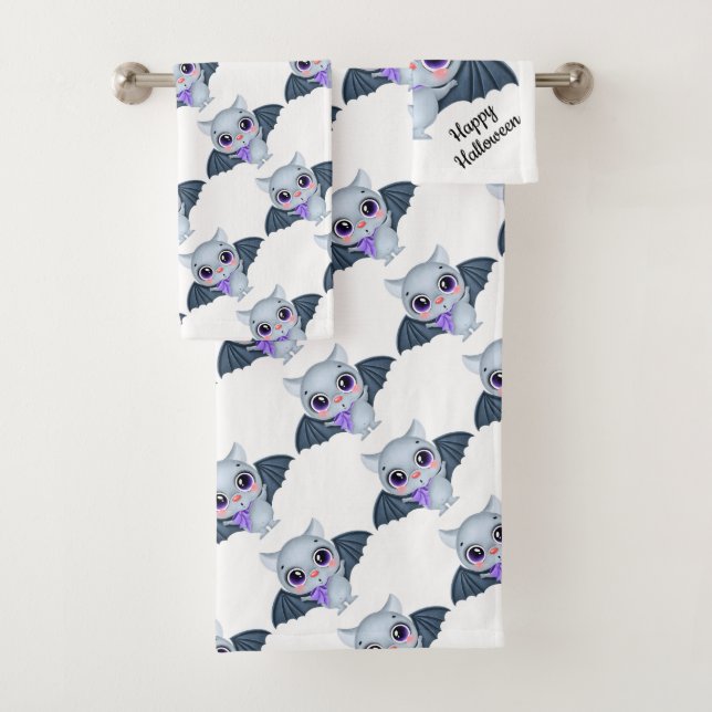 Conjunto De Toalhas Feliz Halloween, Bats Bath Totoset (Insitu)