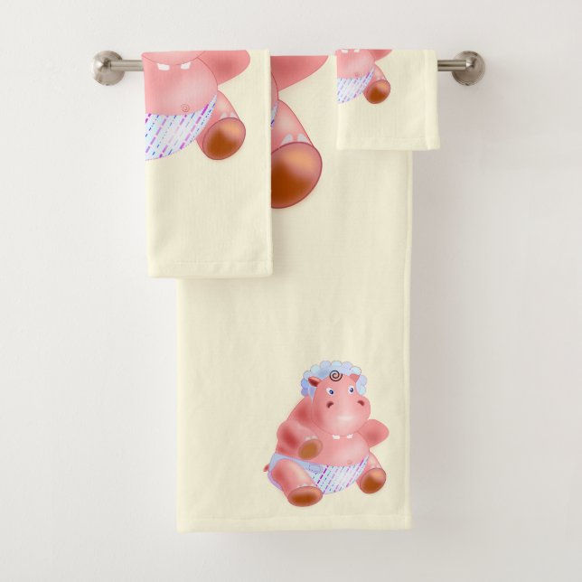 Conjunto De Toalhas Feliz Hippo Funny Bath Towers (Insitu)