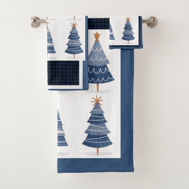 Conjunto De Toalhas feliz Natal azul (Insitu)
