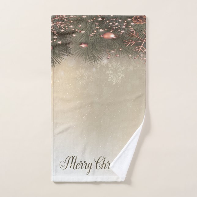 Conjunto De Toalhas Feliz Natal,Banhos de Árvore Pinheira,Bolas de Nev (Toalha de mão)