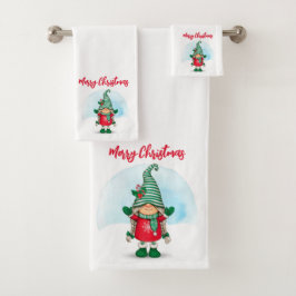 Conjunto De Toalhas Feliz Natal Gnomo