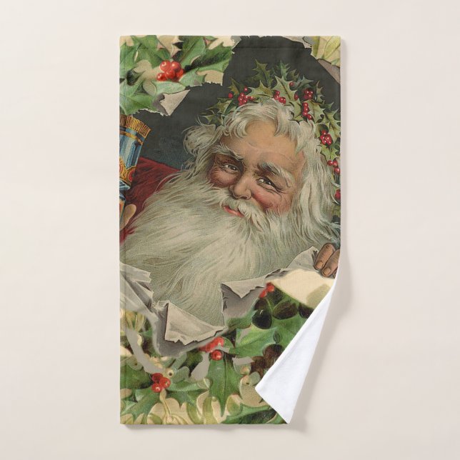 Conjunto De Toalhas Feliz Natal Pai Natal Claus Antiquado clássico (Toalha de mão)
