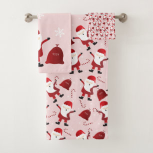 Conjunto De Toalhas Feliz Natal Papai Noel - Padrão Vermelho