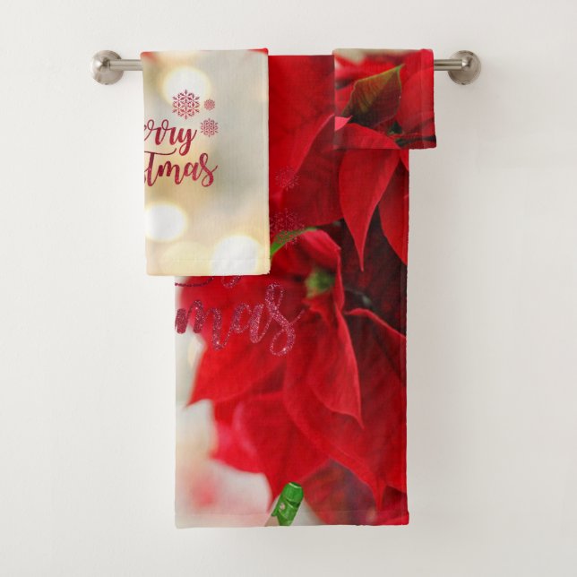 Conjunto De Toalhas Feliz Natal, Poinsettia de Natal (Insitu)