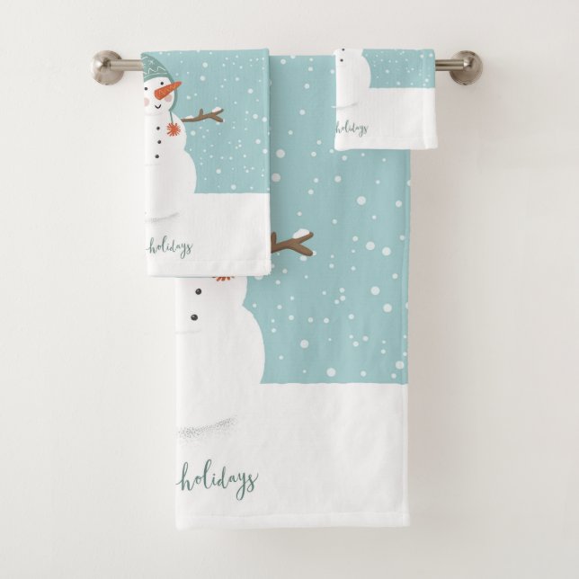 Conjunto De Toalhas Feliz Natal Snowman (Insitu)