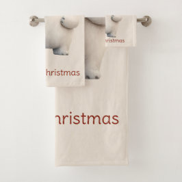 Conjunto De Toalhas Feliz Natal Urso Polar Fofo Design