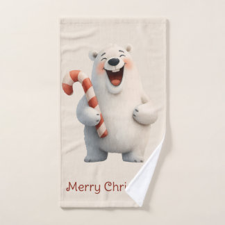 Conjunto De Toalhas Feliz Natal Urso Polar Fofo Design