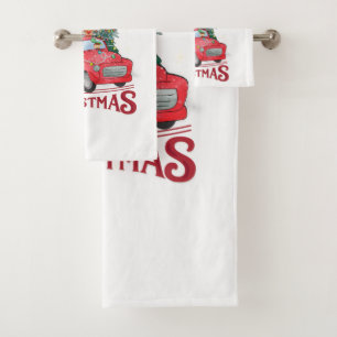 Conjunto De Toalhas Feliz Natal Vintage Red Papais noeis Caminhão