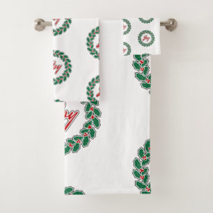 Conjunto De Toalhas Feliz Natal Wreath: O padrão de alegria