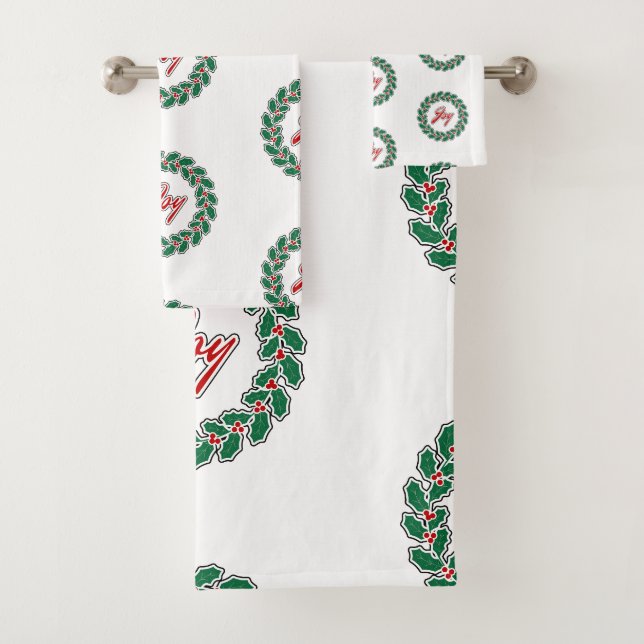 Conjunto De Toalhas Feliz Natal Wreath: O padrão de alegria (Insitu)