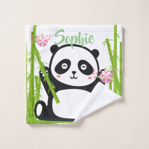 Conjunto De Toalhas Feliz Panda com Bamboo e Flor de Cereja