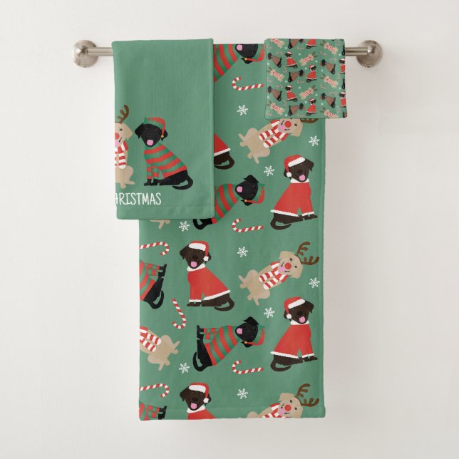 Conjunto De Toalhas Feliz Pawlidays Labrador Retriever Cães (Insitu)