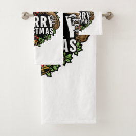 Conjunto De Toalhas Feliz Urso Grizzly de Natal