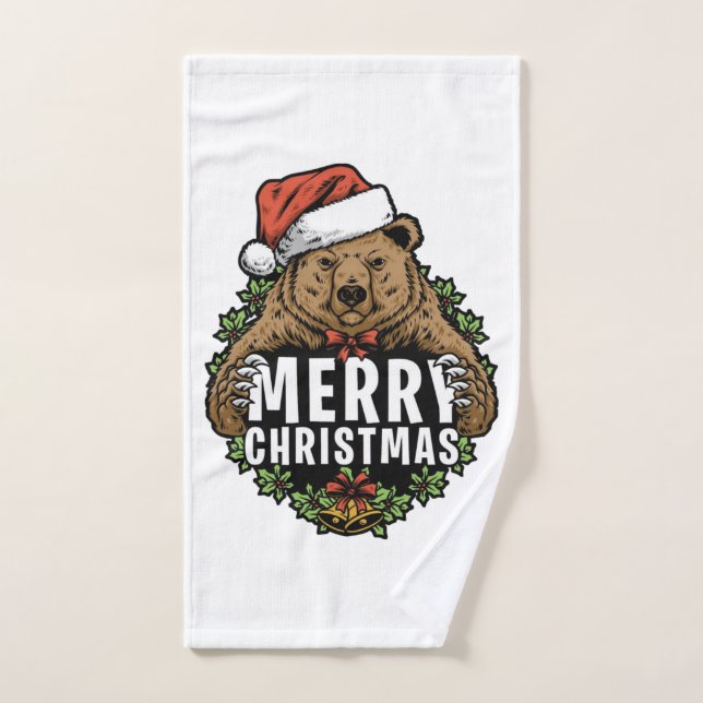 Conjunto De Toalhas Feliz Urso Grizzly de Natal (Toalha de mão)