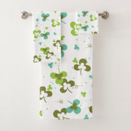 Conjunto De Toalhas Feliz Vestido Verde Deixa O Padrão De Arte