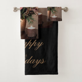 Conjunto De Toalhas Felizes feriados em bronze