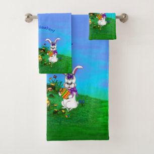 Conjunto De Toalhas felz pascoa! Coelho com coelho e Pintinho