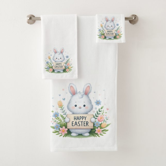 Conjunto De Toalhas Felzs pascoa, corações e flores silvestres (Insitu)