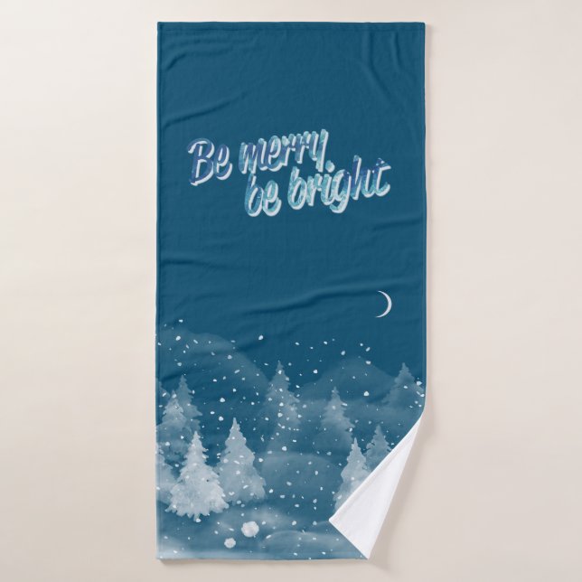 Conjunto De Toalhas Feriado Azul de Neve na Paisagem de inverno (Toalha de Banho)