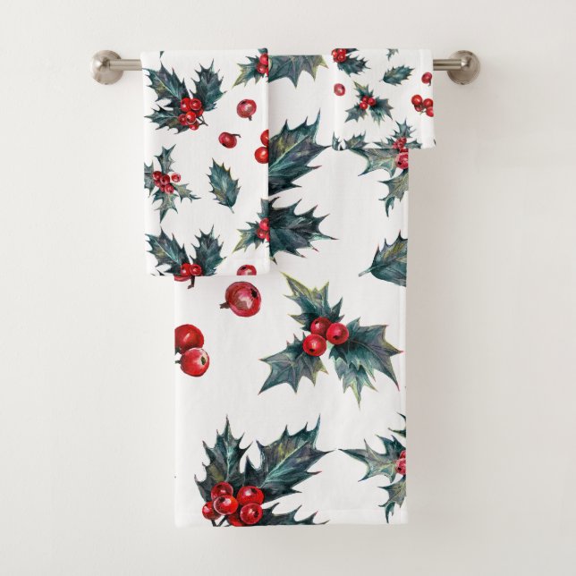 Conjunto De Toalhas Feriado Russo Natal Holly Berries (Insitu)
